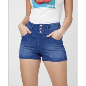 Guess Women’s High Waist Short Button Short Blue Size 25